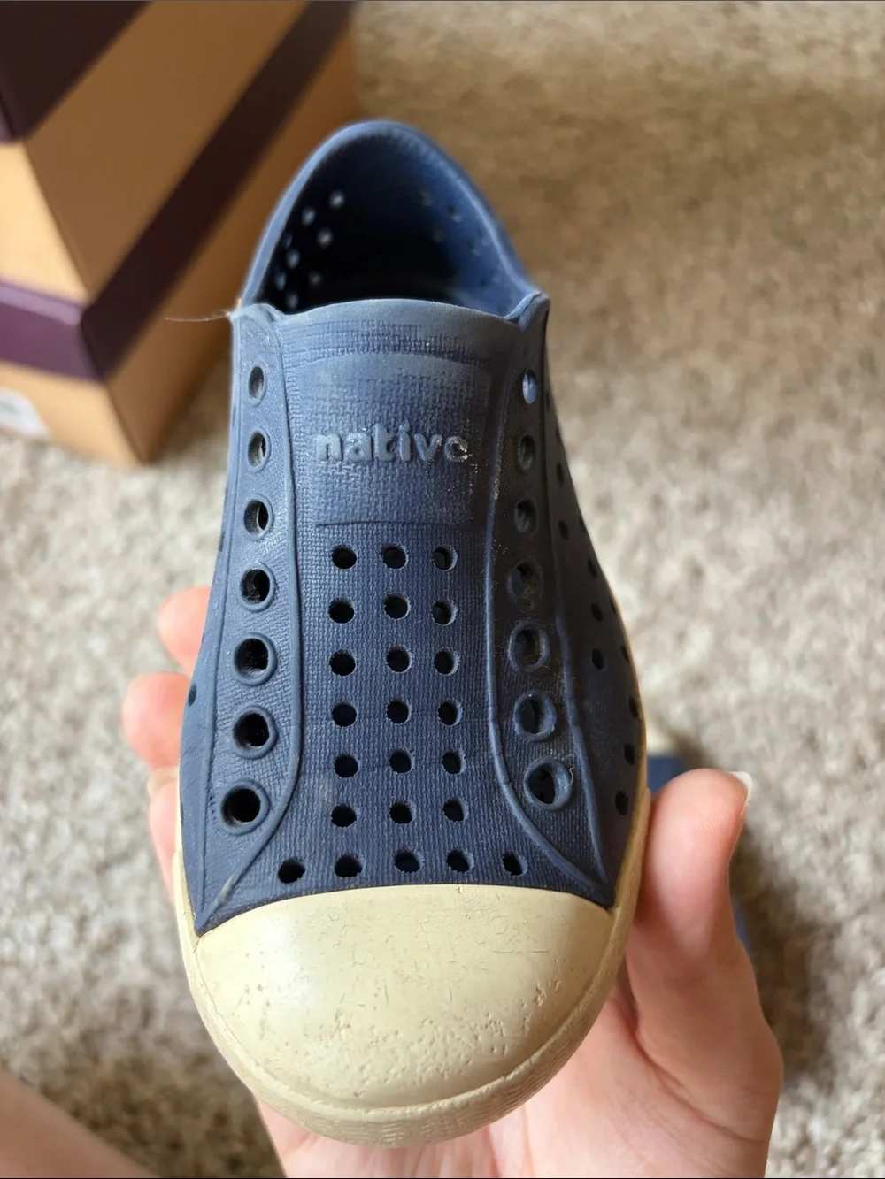 Native Kids Navy Blue and White Water Shoes